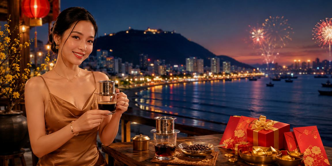 Người chơi nhận phong bao lì xì trên nền biển Vũng Tàu